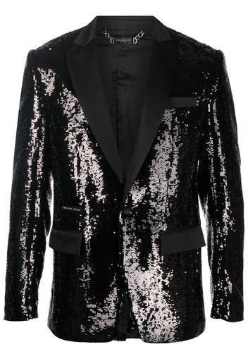 Philipp Plein sequin single-breasted blazer - Nero