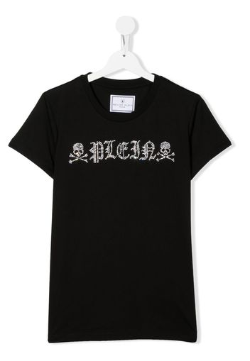 Philipp Plein Junior TEEN crystal logo-embellished T-shirt - Nero