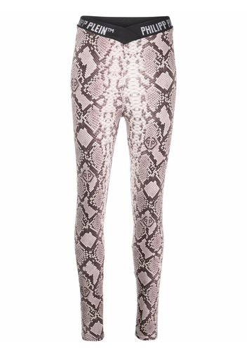 Philipp Plein Leggings con stampa - Marrone