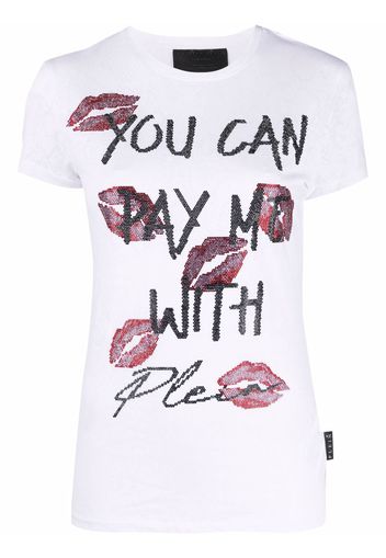 Philipp Plein sequin-embellished shortsleeved T-shirt - Bianco