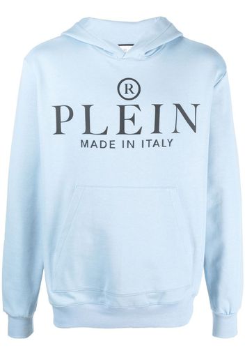 Philipp Plein logo-print pullover hoodie - Blu