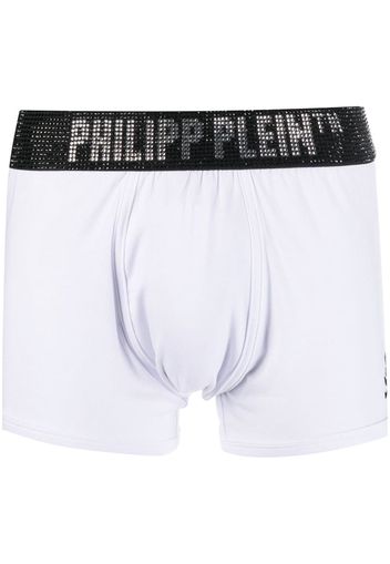 Philipp Plein Stones rhinestone-logo boxers - Bianco