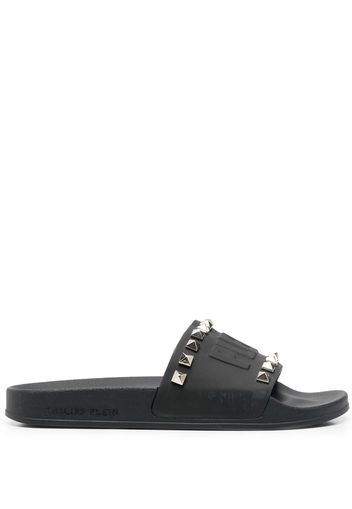 Philipp Plein stud-detail embossed-logo slides - Nero