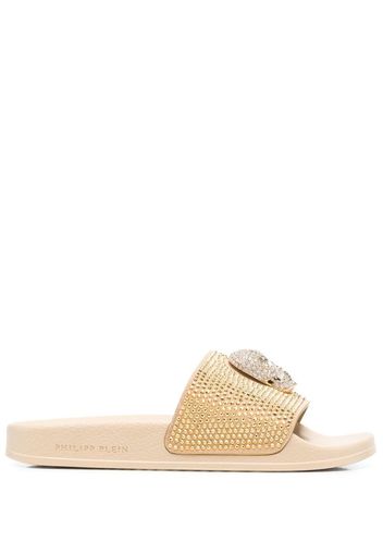 Philipp Plein Skull strass pool slides - Toni neutri