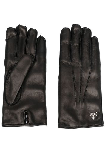 Philipp Plein skull-plaque leather gloves - Nero