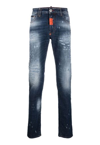 Philipp Plein distressed skinny-cut jeans - Blu