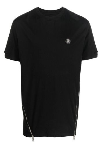 Philipp Plein zippered logo-patch T-shirt - Nero