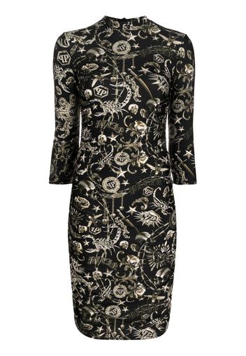 Philipp Plein Scorpion-print mini dress - Nero