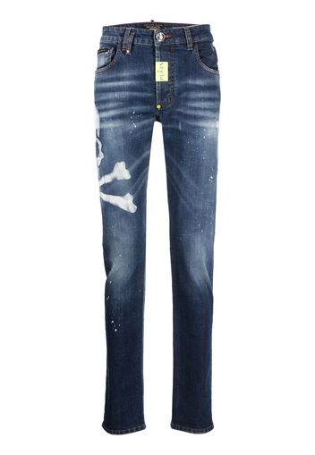 Philipp Plein skull-print slim-cut jeans - Blu