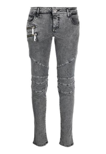 Philipp Plein Bike low-rise skinny jeans - Grigio