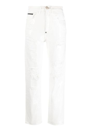 Philipp Plein Jeans mom con effetto vissuto - Toni neutri