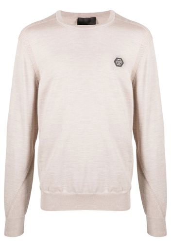 Philipp Plein logo patch merino wool jumper - Toni neutri