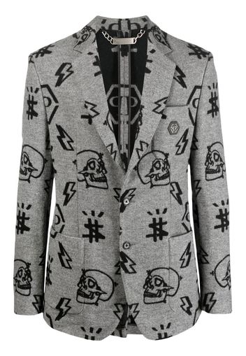 Philipp Plein graphic-print blazer - Grigio