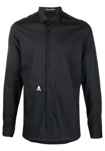 Philipp Plein embroidered skull cotton shirt - Nero