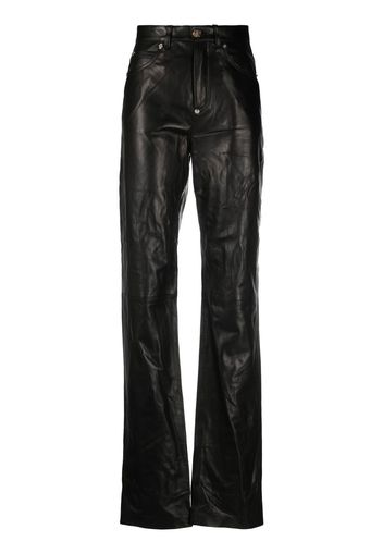 Philipp Plein straight-leg lambskin trousers - Nero