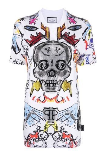 Philipp Plein T-shirt Man Fit Crystal Skull - Bianco