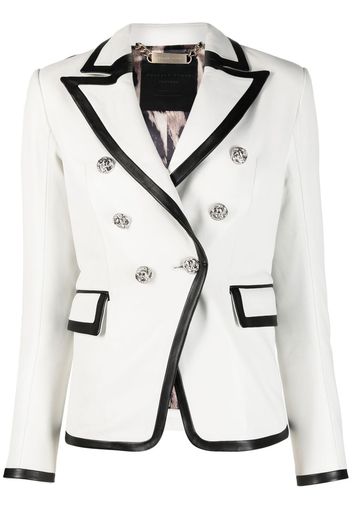 Philipp Plein two-tone leather blazer - Bianco