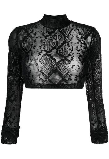 Philipp Plein geometric-print cropped top - Nero