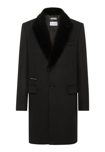 Philipp Plein faux fur-trim single-breasted coat - Nero