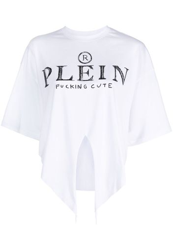 Philipp Plein embellished-logo cropped T-shirt - Bianco