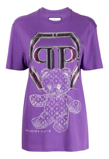 Philipp Plein T-shirt con stampa Teddy Bear - Viola