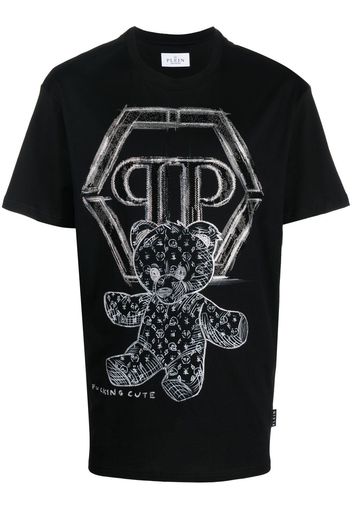 Philipp Plein Teddy Bear rhinestone-logo T-shirt - Nero