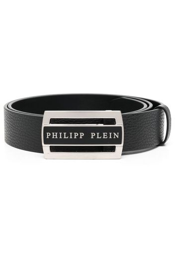 Philipp Plein logo-plaque leather belt - Nero