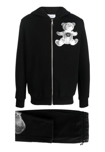 Philipp Plein teddy-print hooded tracksuit - Nero