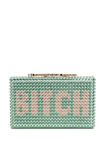 Philipp Plein gem-slogan clutch bag - Verde