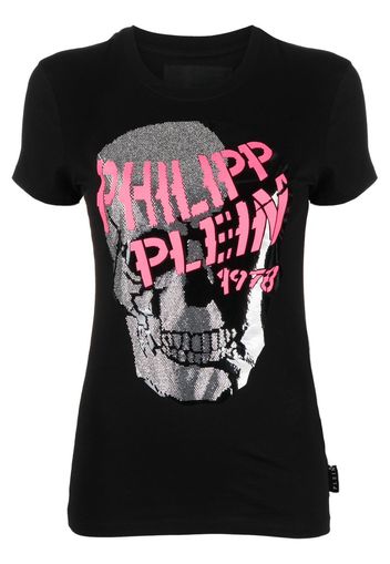 Philipp Plein Skull Strass V-neck T-shirt - Nero