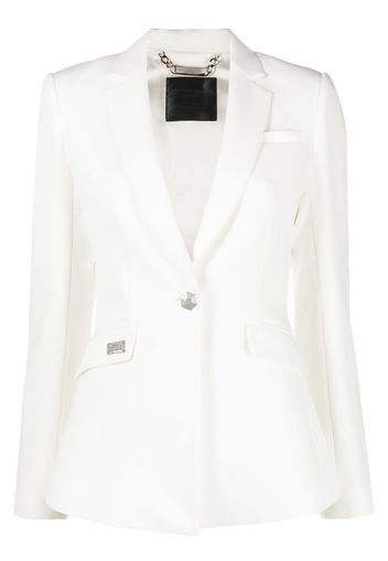 Philipp Plein rhinestone-logo single-breasted blazer - Bianco