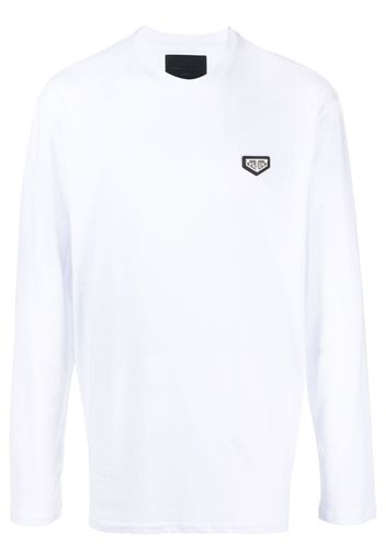 Philipp Plein logo print long-sleeve top - Bianco