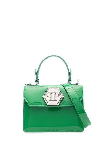 Philipp Plein logo-plaque patent-leather handbag - Verde