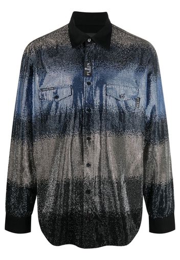 Philipp Plein Camicia a righe con paillettes - Nero