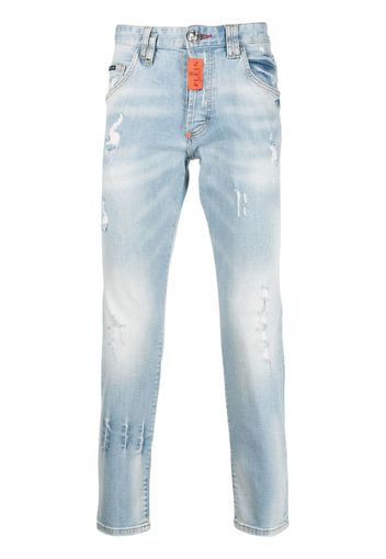 Philipp Plein Jeans skinny con effetto vissuto - Blu