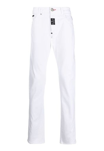 Philipp Plein logo-patch straight jeans - Bianco