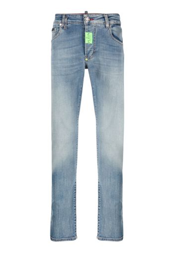 Philipp Plein Denim Trousers Super Straight Cut Premium Hexagon - Blu