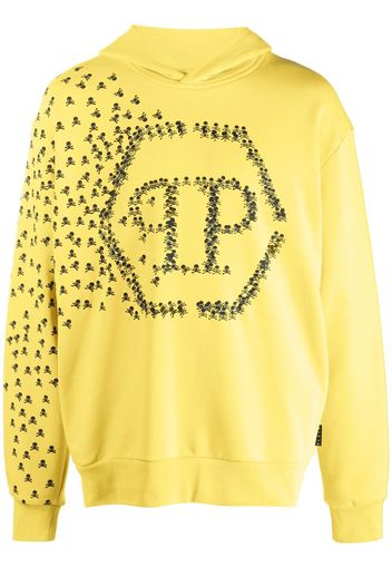 Philipp Plein Felpa Skull and Bones con cappuccio - Giallo