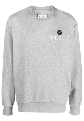 Philipp Plein logo-plaque crew neck jumper - Grigio