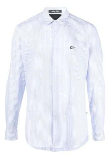 Philipp Plein Camicia a righe con stampa - Blu