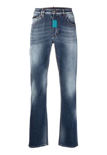 Philipp Plein distressed-effect straight-leg jeans - Blu