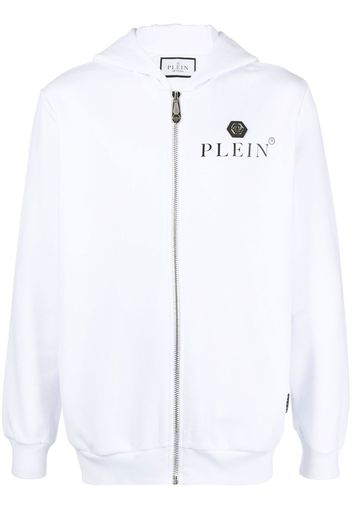 Philipp Plein logo-plaque zipped hoodie - Bianco