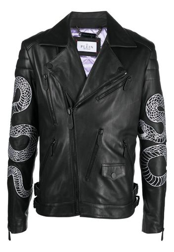 Philipp Plein Giacca biker con stampa - Nero