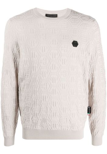 Philipp Plein Maglione con logo jacquard - Toni neutri