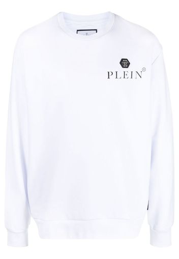 Philipp Plein logo-plaque long-sleeved sweatshirt - Bianco