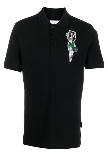 Philipp Plein Polo Hawaii con applicazione - Nero