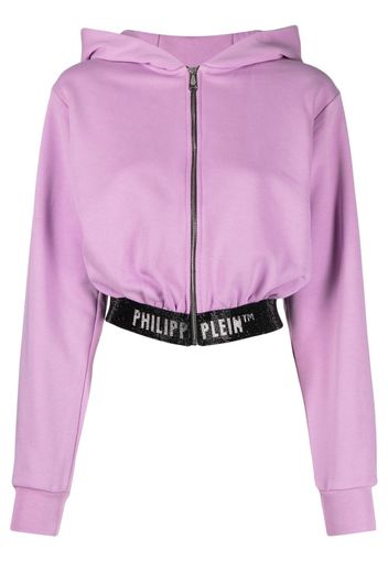 Philipp Plein Felpa crop con cappuccio - Viola