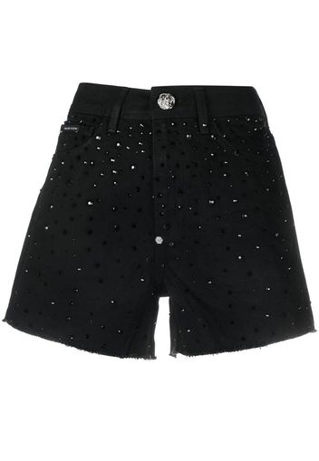 Philipp Plein crystal embellished denim shorts - Nero