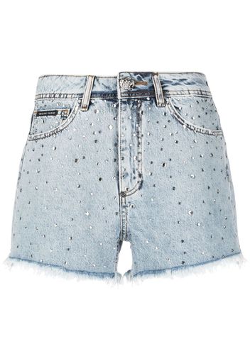 Philipp Plein crystal embellished mini shorts - Blu