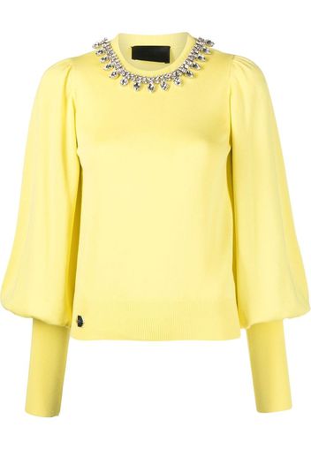 Philipp Plein Maglione con decorazione di strass - Giallo